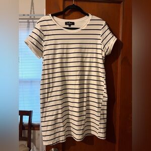 Lulu's Black and White Striped Shirt Dress Medium